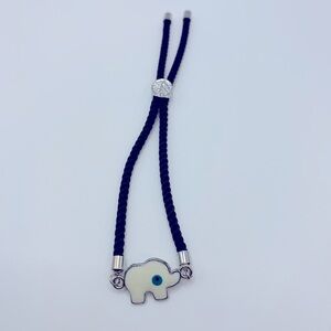 Evil Eye Elephant Charm and Bead Slider Bracelet